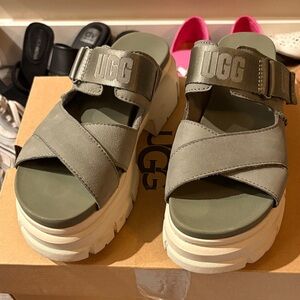 UGG Women's Platform Sandals in Olive and Cream